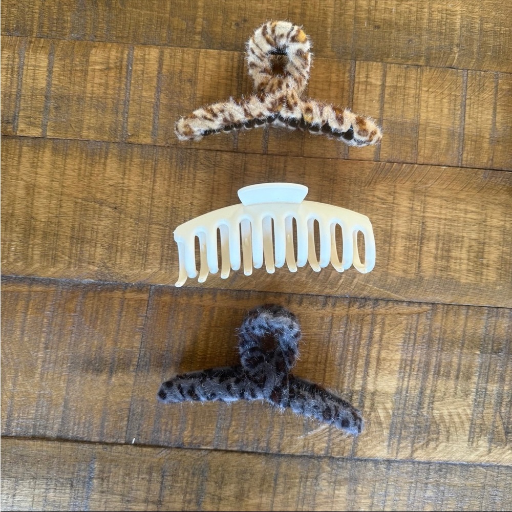 Various cheetah and plain hair claw clips